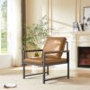Retro Leisure Accent Chair With Extra Soft Padding - Camel - Image 4