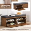 Shoe Storage Bench Entryway Shoe Cabinet Storage Ottoman With Padded Seat Cushion And Double Doors For Entryway, Hallway And Bedroom - Dark Gray - Image 8