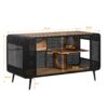Modern Spacious Cat House With Tempered Glass And Iron Frame For Living Room - Black / Brown - Image 3
