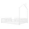 Full Size Metal House Platform Bed With Guardrail And Chimney - White - Image 8