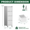 4 Drawer Metal Locking Vertical File Cabinet With Wheels Heavy Duty Lockable Storage For Home & Office - Brushed Nickel - Image 3