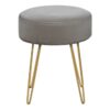 Ottoman, Pouf, Footrest, Foot Stool, Round Gold Metal Legs, Contemporary, Modern - Gray - Image 2