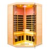 2 Persons Large Glass Front Deluxe Version Hemlock Far Infrared Corner Sauna Room - Natural - Image 4