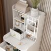 3 In 1 Dressing Table With LED Mirror & Storage Stool, Compact Makeup Vanity - White - Image 6
