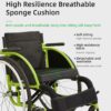 Premium Lightweight Foldable Sport Wheelchair All Body Sturdy & Comfortable 250Lbs Capacity Easy Folding 24" Sports Tires Perfect For Outdoor - Black / Green - Image 8