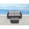 3 Piece Patio Rattan Conversation Set With Cushions - Brown Mix - Image 2
