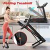 Folding Treadmills For Home - 3.5Hp Portable Foldable With Incline, Electric Treadmill For Running Walking Jogging Exercise With 12 Preset Programs, Indoor Workout Training Space Save Apartment, App - Black - Image 3