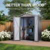 5 X 3 Ft Compact Metal Outdoor Storage Shed With Pitched Roof, Lockable Door - Gray - Image 6