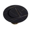 Modern Artificial Stone Round Metal Iron Base Dining Table, Can Accommodate 8 People Artificial Stone Turntable (Not Including Chairs) - Black - Image 5
