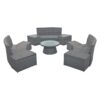 10 Piece Outdoor Sectional Half Round Patio Rattan Sofa Set, Wicker Conversation Furniture Set For Free Combination - Light Gray - Image 15