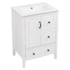 Retro Bathroom Vanity With Sink, Soft Closing Cabinet & Drawers - White - Image 16