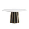 59.05" Modern Artificial Stone Round Panel Metal Iron Base Dining Table, Can Accommodate 8 People, (Not Including Chairs) - White / Black - Image 3