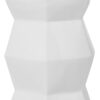 Contemporary Ceramic Drum Stool Indoor / Outdoor Side Table Glazed Accent Garden Stool - White - Image 17
