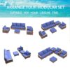7 Pieces Patio, Wicker Dining Set With Removable Cushions Cotton And Rattan - Blue - Image 8