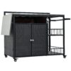 Outdoor Kitchen Island With Storage, Cooking Station, Grill Cart, Foldable Tabletop, And Bottle Opener - Dark Brown - Image 24