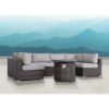 4 Person Wicker Outdoor Lounge Set With Cushions And Fire Pit - Brown / Gray - Image 2