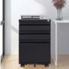 Metal 3 Drawer Mobile File Cabinet With Lock For Home Office Organizer - Black - Image 2