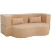 2 In 1 Convertible Sofa Bed, Full Size Folding Loveseat Couch With Soft Teddy Fabric, Floor Sofa Mattress With 2 Pillows, Space Saving Futon For Small Living Room, Dorm - Apricot - Image 14
