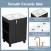 Classic Retro 24" Bathroom Vanity With Sink, Door Shelf, Side Open Storage Frame, Soft Closing Door - Black - Image 6