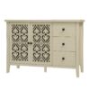 Hollowed Out Cabinet With 2 Door 3 Drawers, American Furniture, Suitable For Bedroom, Living Room, Study - Natural - Image 7