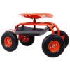 Rolling Garden Scooter Cart With 360 Swivel Seat, Tool Tray, Frame - Red - Image 6