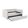 Mid Century Upholstered Tufted Daybed With Trundle Elegant Button And Nailhead Design Full Daybed & Twin Trundle - Beige - Image 7