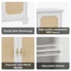 Rattan Decorated Sideboard Buffet Storage Liquor Cabinet - White - Image 12
