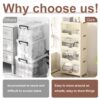 4 Tier Plastic Storage Bins With Lids, 230Qt Capacity, Stackable And Collapsible With Wheels - Cream White - Image 9