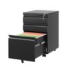 Metal 3 Drawer Mobile File Cabinet With Lock For Home Office Organizer - Black - Image 11
