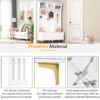 Modern Large Storage Hall Tree With Bench, Luxurious Coat Rack With 6 Hooks And Legs For Entryway, Living Room - White / Gold - Image 8