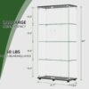 Modern Glass Display Cabinet With 4 Shelf Double Doors And Lock, Tempered Glass Bookshelf For Living Room - Black - Image 3