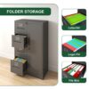 Sleek Metal Storage Vertical Filing Cabinet With Lock, 4 Drawer And 1 Door Steel File Locker For Home Office - Gunmetal Black - Image 7
