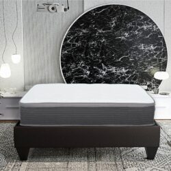 10" Full Size Hybrid Mattress In A Box, Gel Memory Foam Mattress Top With Pocket Coil Base - Gray / White
