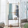 Hanger Double Layer Coat Rack With Solid Wood Partition - Gold / Walnut - Image 2