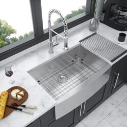 Farmhouse 33" Kitchen Sink Stainless Steel Apron Front 16 Gauge - Brushed Nickel