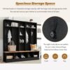 Wide Design Hall Tree With Storage Bench, Minimalist Shoe Cabinet With Cube Storage & Shelves, Multifunctional Coat Rack With 8 Hooks For Entryways, Mudroom - Black - Image 7