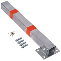 Steel Parking Bollard Pole Barrier With Lock ,Square Design - Gray
