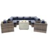Premium 6 Person Wicker Patio Seating Group With Deep Cushions And Concrete Fire Pit - Gray Mix - Image 6