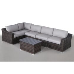 Outdoor 4 Person Garden Seating Set, Resin Wicker, Weather Resistant - Brown Mix