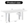 Modern Minimalist Dining Table With Imitation Marble Glass Desktop And Metal Legs - Silver / White - Image 3