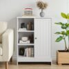 Classic Freestanding Bathroom And Kitchen Storage Cabinet With Adjustable Shelves - White - Image 10