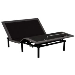 Twin Long Size Bed Foundation Base Metal Frame, Adjustable Bed Base With Wired Remote - Black