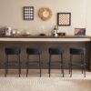 Round High Bar Stools (Set of 2), Contemporary Upholstered Dining Stools For Kitchens, Coffee Shops And Bar Stores - Black - Image 4