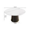 53.15" Modern Artificial Stone Round Panel Metal Iron Base Dining Table, Can Accommodate 6 People, (Not Including Chairs) - White / Black - Image 9