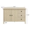 Modern 2 Door 3 Drawer Storage Cabinet, Buffet Cabinet With 2 Embossed Door For Living Room, Kitchen, Entryway - Natural - Image 3
