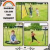5 In 1 Swing Set With Textilene Swing And Tree Swing Disc Metal Plastic Safe Swing Seat For Outdoor Playground - Blue / Green - Image 6