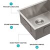 23" Undermount Single Bowl Stainless Steel Kitchen Sink 16 Gauge 9" Deep Basin - Black / Red - Image 4