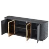 Modern 64" Wavy TV Cabinet With LED Lights - Black - Image 8