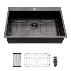 30" Modern Topmount Kitchen Sink Stainless Steel 16 Gauge Single Bowl - White
