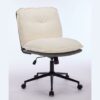 Oversize Seat Cirss Cross Chair With Wheels, Elegant Design Computer Chair, Adjustable Height 360 Degree Rolling Swivel Home Office Chair For Small Space, Dressing Room, Living Room - Dark Gray / White - Image 7